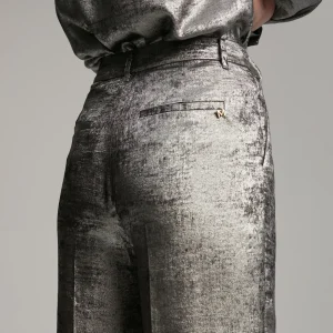 Lola Casademunt Pantalones<Pantalón recto laminado PLATEADO