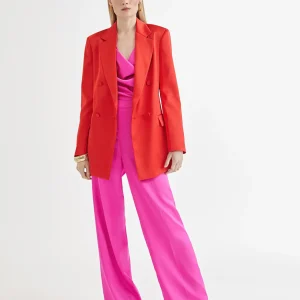 Lola Casademunt Pantalones<Pantalón recto satinado FUCSIA