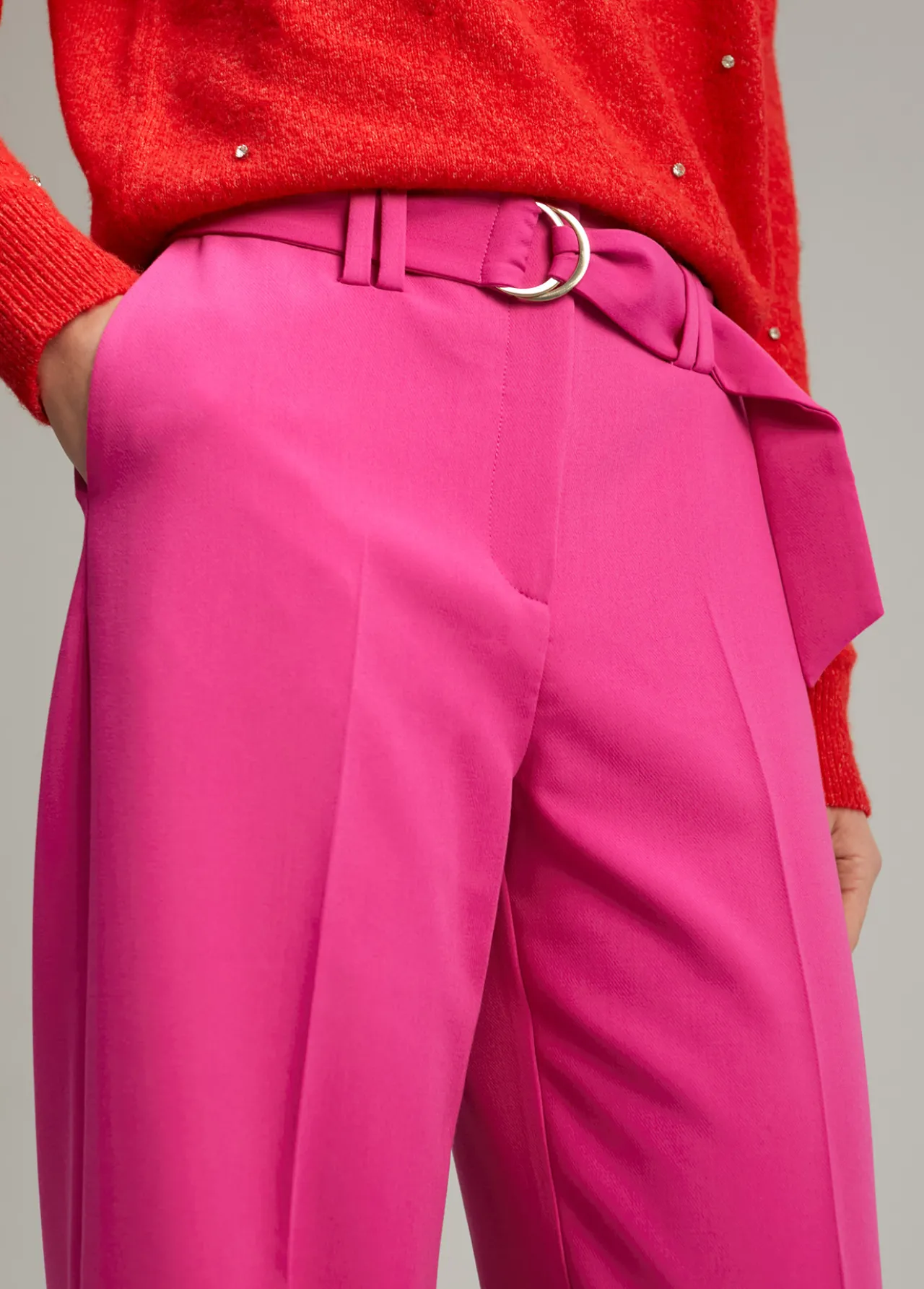 pantaln_wideleg_cinturn_2.webp Lola Casademunt Pantalones<Pantalón wideleg cinturón FUCSIA