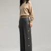Lola Casademunt Pantalones<Pantalón wideleg detalle snaps GRIS
