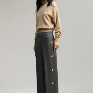 Lola Casademunt Pantalones<Pantalón wideleg detalle snaps GRIS
