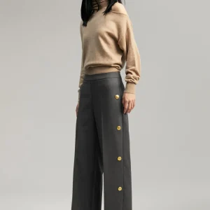 Lola Casademunt Pantalones<Pantalón wideleg detalle snaps GRIS