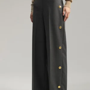 Lola Casademunt Pantalones<Pantalón wideleg detalle snaps GRIS