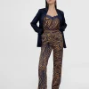 Lola Casademunt Pantalones<Pantalon recto estampado animal MARRON-AZUL