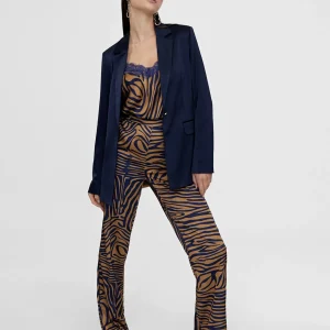 Lola Casademunt Pantalones<Pantalon recto estampado animal MARRON-AZUL