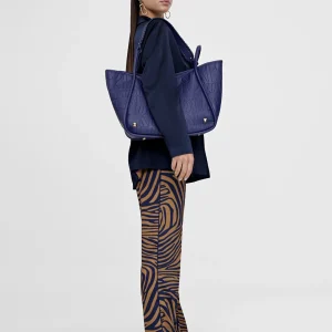 Lola Casademunt Pantalones<Pantalon recto estampado animal MARRON-AZUL