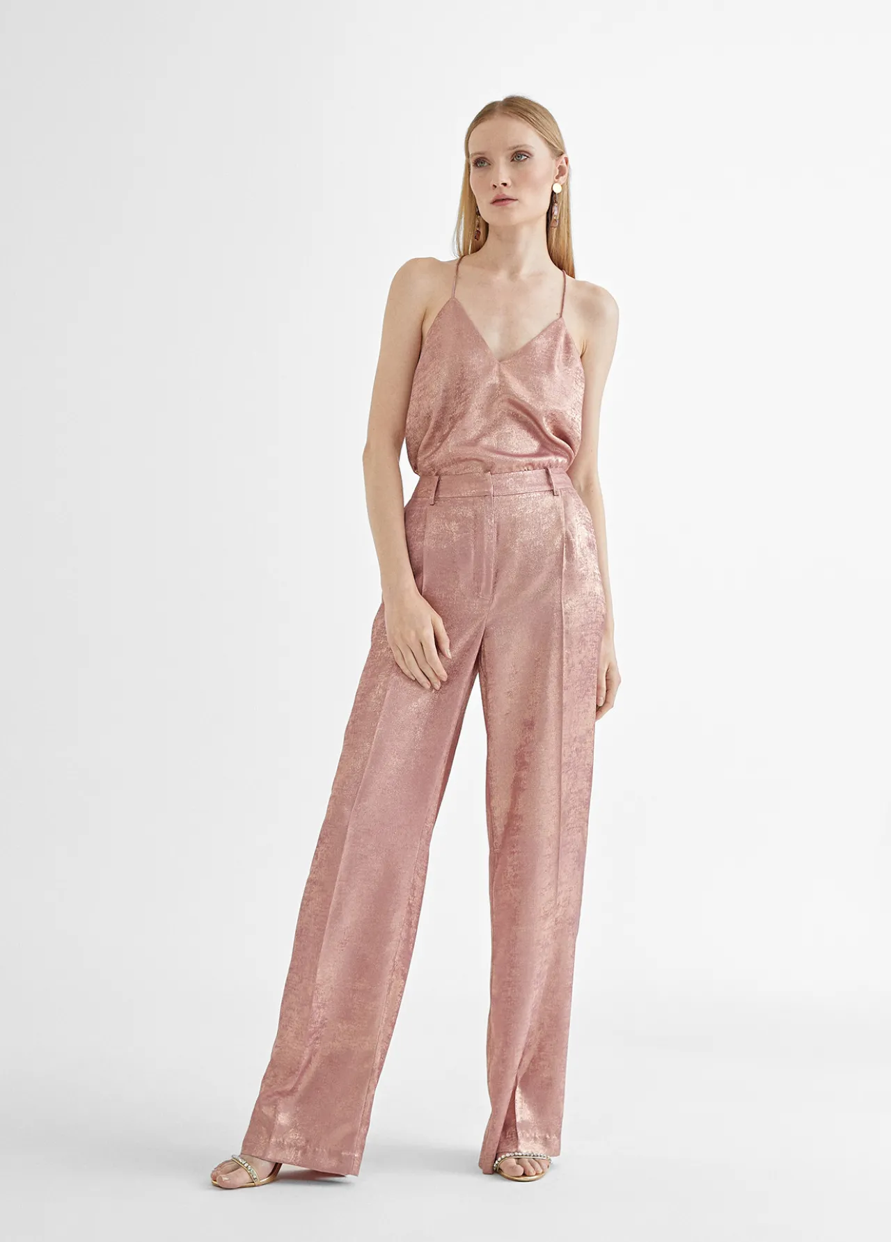 pantalon_recto_rosa_tornasolado_0.webp Lola Casademunt Pantalones<Pantalon recto tornasolado ROSA
