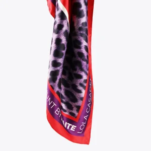 Lola Casademunt Accesorios<Pañuelo animal leopardo lilas LILA-ROJO
