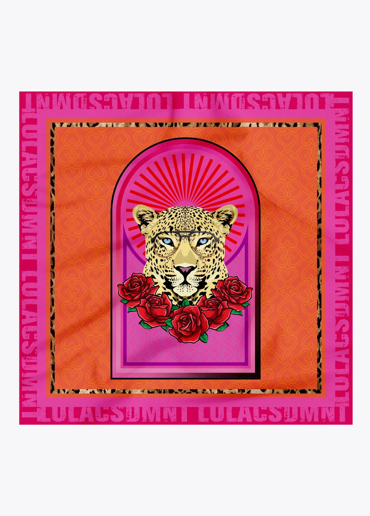 pauelo_leopardo_y_flores_0.webp Lola Casademunt Animal Print | Bufandas Y Pañuelos<Pañuelo leopardo y flores ROJO-LILA