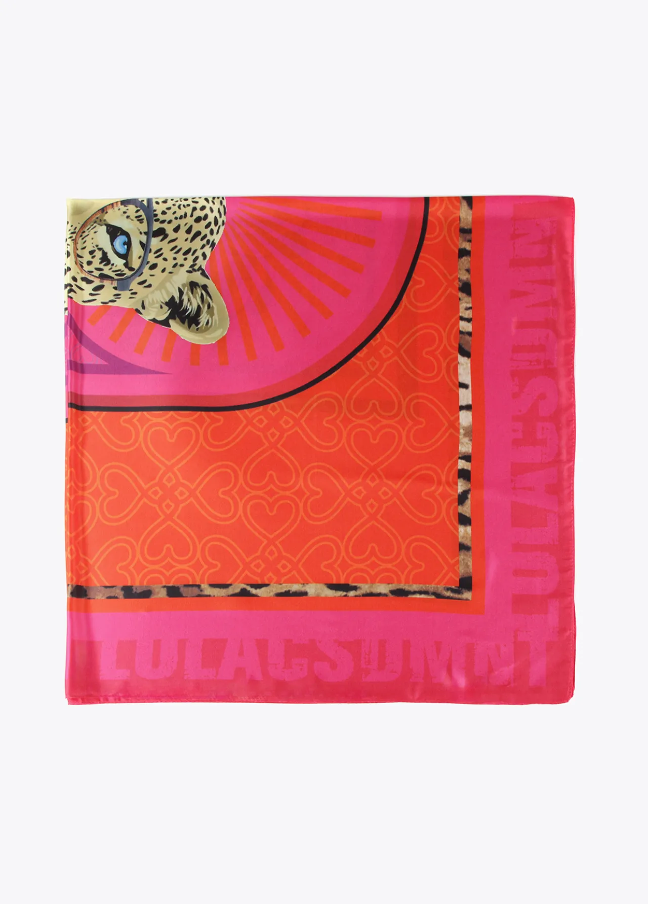 pauelo_leopardo_y_flores_2.webp Lola Casademunt Animal Print | Bufandas Y Pañuelos<Pañuelo leopardo y flores ROJO-LILA