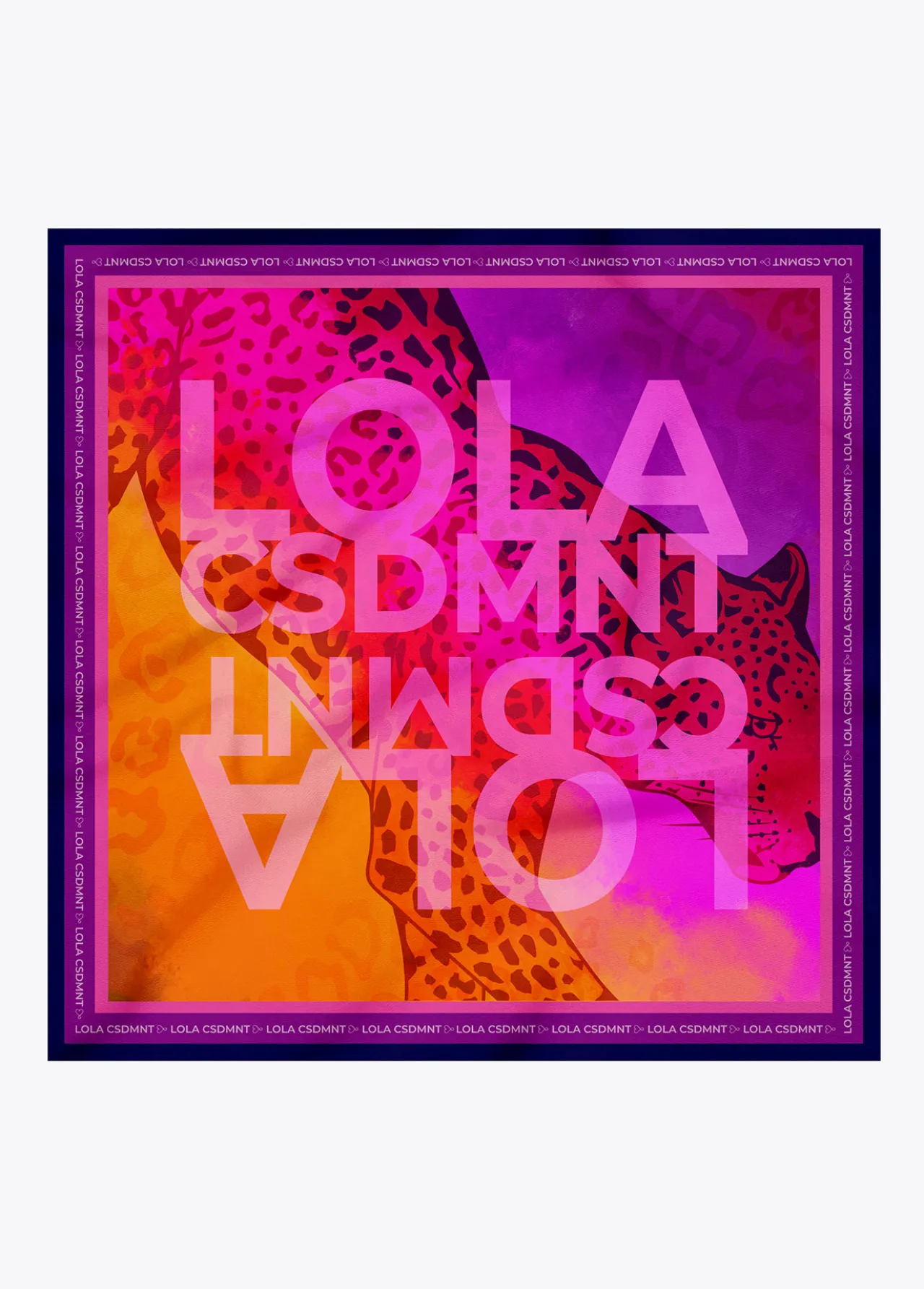pauelo_leopardo_y_logo_0.webp Lola Casademunt Animal Print | Bufandas Y Pañuelos<Pañuelo leopardo y logo NARANJA-LILA