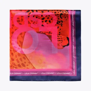 Lola Casademunt Animal Print | Bufandas Y Pañuelos<Pañuelo leopardo y logo NARANJA-LILA