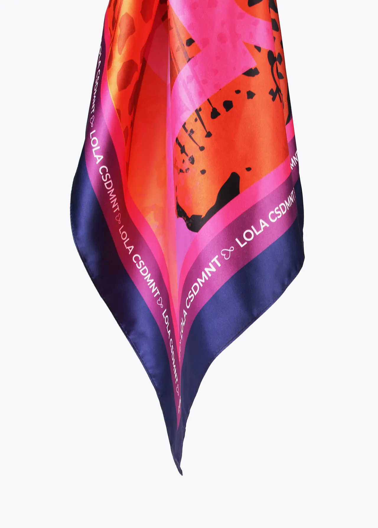 pauelo_leopardo_y_logo_4.webp Lola Casademunt Animal Print | Bufandas Y Pañuelos<Pañuelo leopardo y logo NARANJA-LILA
