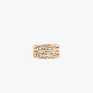 Lola Casademunt Pendientes<Pendiente piercing de cristales DORADO