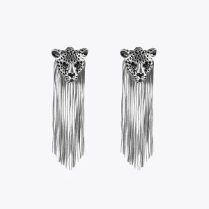 Lola Casademunt Bisuteria<Pendientes cabeza de leopardo PLATEADO
