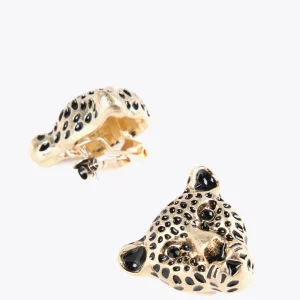 Lola Casademunt Bisuteria<Pendientes cara leopardo DORADO