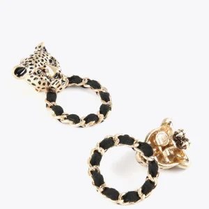 Lola Casademunt Bisuteria<Pendientes cara leopardo y aro DORADO