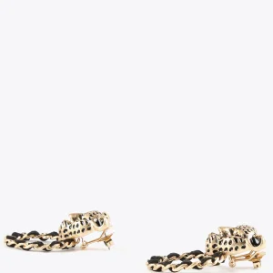Lola Casademunt Bisuteria<Pendientes cara leopardo y aro DORADO