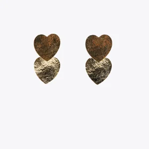 Lola Casademunt Bisuteria<Pendientes con corazones DORADO