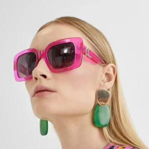 Lola Casademunt Bisuteria<Pendientes con dos piezas FUCSIA