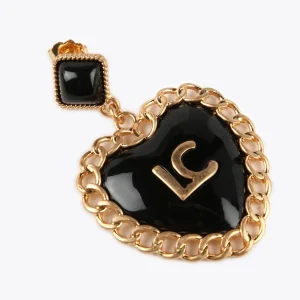 Lola Casademunt Pendientes<Pendientes corazón encadenado METAL-NEGRO