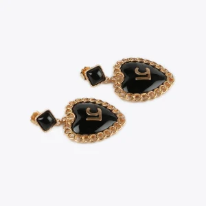 Lola Casademunt Pendientes<Pendientes corazón encadenado METAL-NEGRO