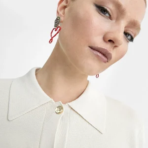 Lola Casademunt Bisuteria<Pendientes corazón lacado ROJO
