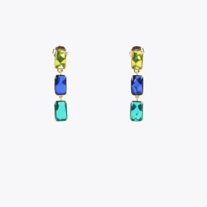 Lola Casademunt Bisuteria<Pendientes cristales de colores AZUL-AMARILLO