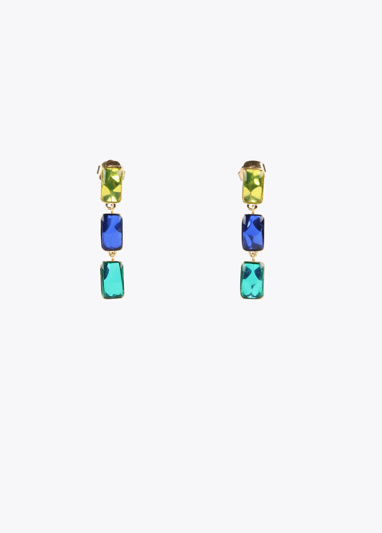 Lola Casademunt Bisuteria<Pendientes cristales de colores AZUL-AMARILLO