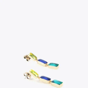 Lola Casademunt Bisuteria<Pendientes cristales de colores AZUL-AMARILLO
