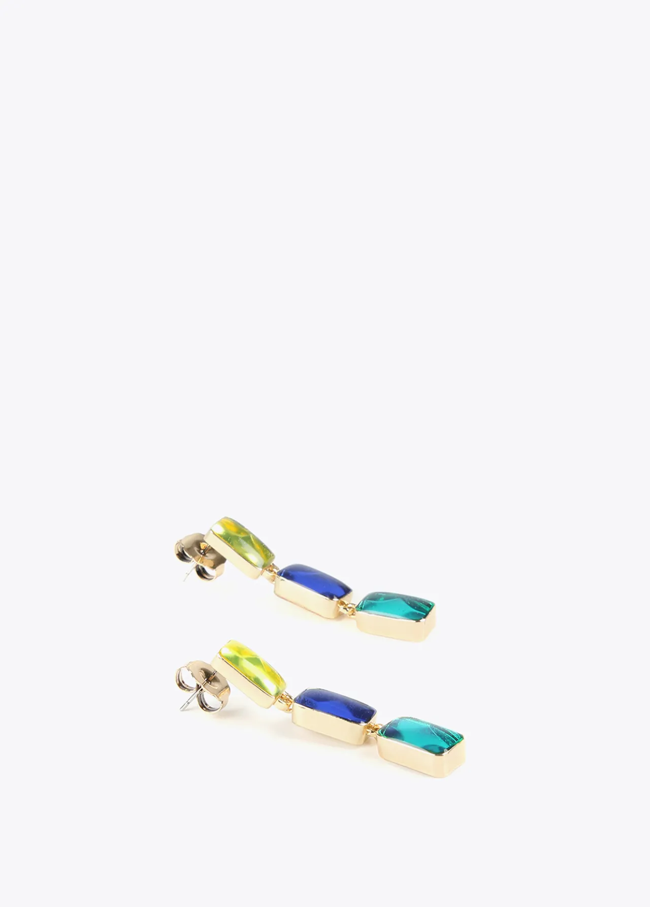 Lola Casademunt Bisuteria<Pendientes cristales de colores AZUL-AMARILLO