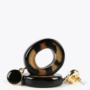 Lola Casademunt Bisuteria<Pendientes de aro animal print MARRON