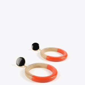 Lola Casademunt Bisuteria<Pendientes de aro bicolor MARRON-ROJO