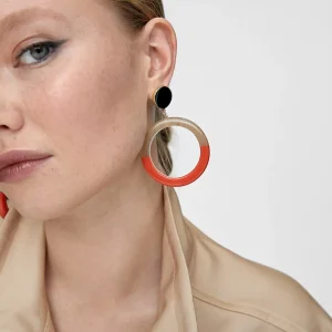 Lola Casademunt Bisuteria<Pendientes de aro bicolor MARRON-ROJO