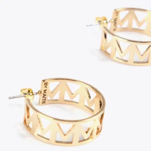 Lola Casademunt Bisuteria<Pendientes de aro con letras DORADO