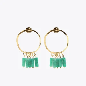 Lola Casademunt Bisuteria<Pendientes de aro con piedras naturales CORAL