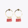 Lola Casademunt Bisuteria<Pendientes de aro con piedras naturales CORAL