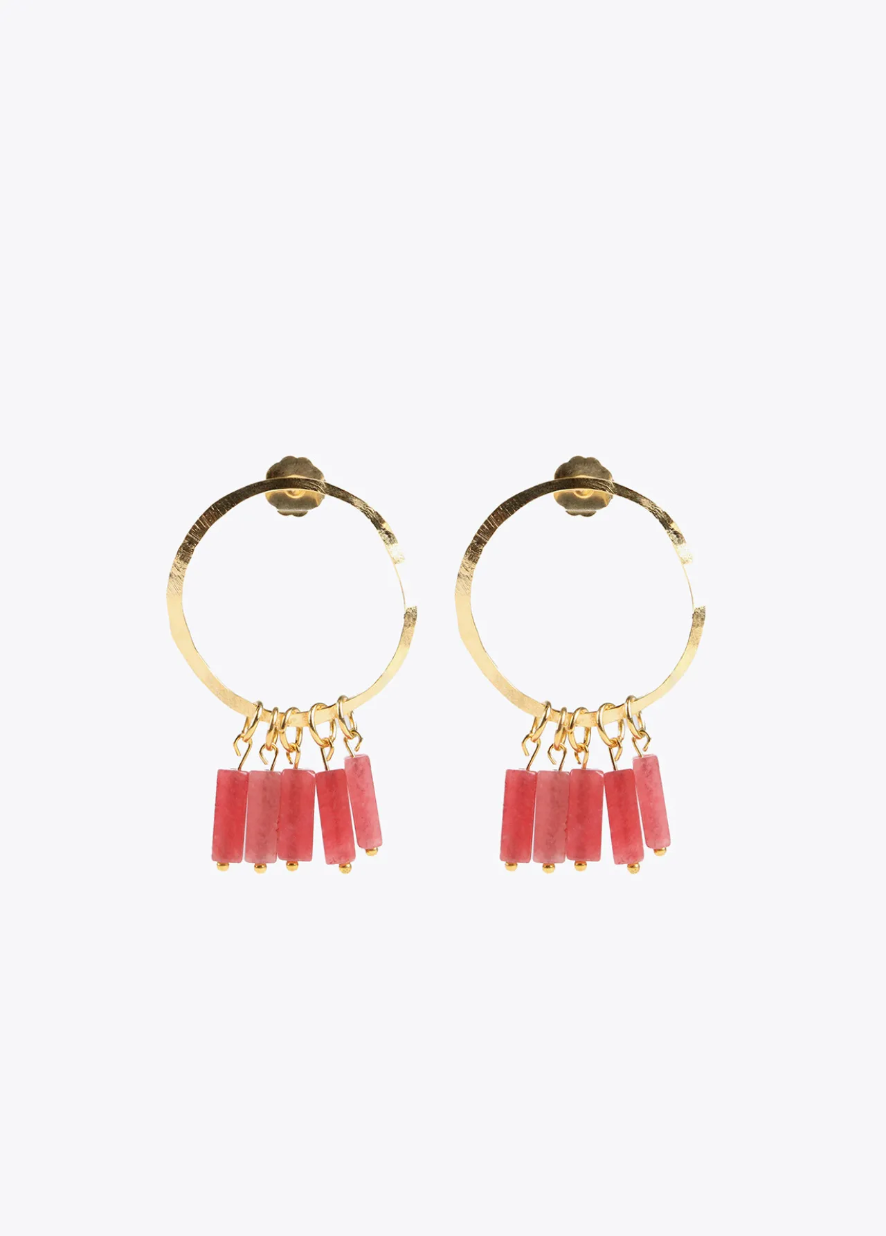 pendientes_de_aro_con_piedras_naturales_0.webp Lola Casademunt Bisuteria<Pendientes de aro con piedras naturales CORAL
