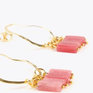 Lola Casademunt Bisuteria<Pendientes de aro con piedras naturales CORAL