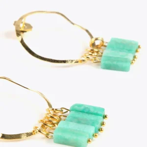 Lola Casademunt Bisuteria<Pendientes de aro con piedras naturales CORAL