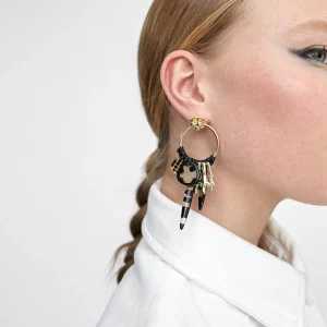 Lola Casademunt Bisuteria<Pendientes de aro estilo africanos NEGRO