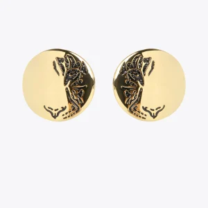 Lola Casademunt Pendientes<Pendientes de botón dorados METAL-NEGRO