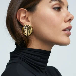 Lola Casademunt Pendientes<Pendientes de botón dorados METAL-NEGRO