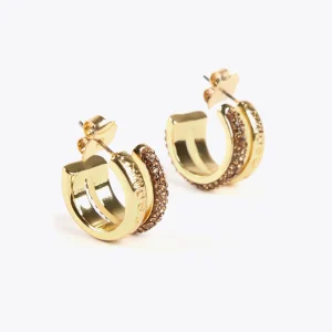 Lola Casademunt Pendientes<Pendientes doble aro METAL-NEGRO