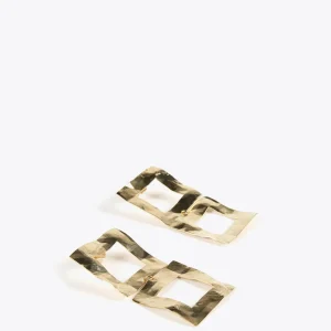 Lola Casademunt Bisuteria<Pendientes s doble cuadrado DORADO