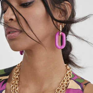 Lola Casademunt Bisuteria<Pendientes dos piezas FUCSIA
