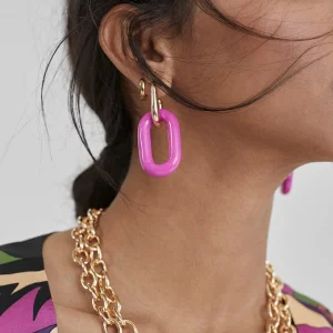 Lola Casademunt Bisuteria<Pendientes dos piezas FUCSIA