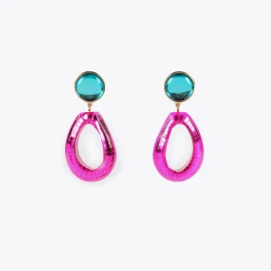 Lola Casademunt Bisuteria<Pendientes dos piezas de colores FUCSIA