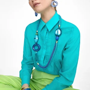 Lola Casademunt Bisuteria<Pendientes dos piezas de colores AZULELECTRICO