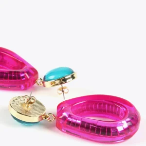 Lola Casademunt Bisuteria<Pendientes dos piezas de colores FUCSIA